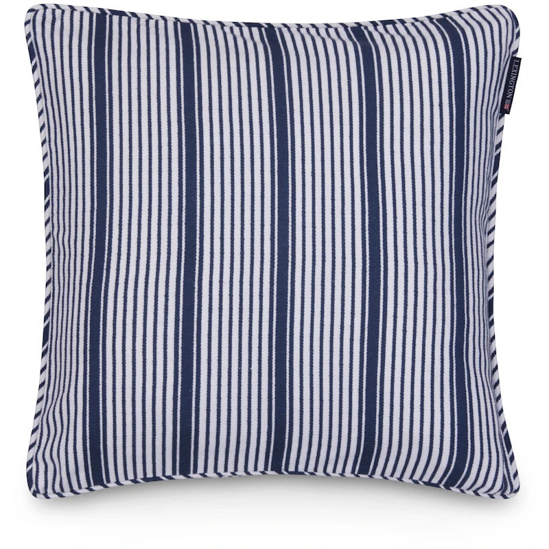 Classic Striped Organic Cotton Twill Pudebetræk 50x50 cm, Hvidt / Marineblåt