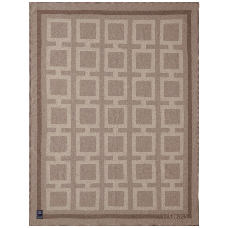 Graphic Recycled Wool Plaid 130x170 cm, Brun/Beige