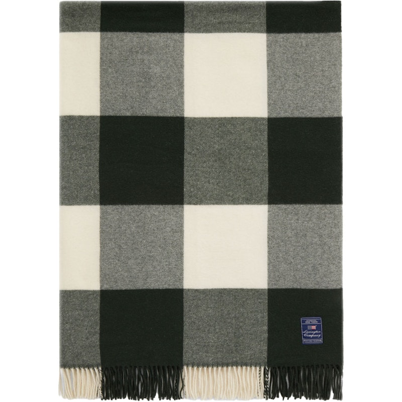 Checked Plaid Genanvendt Uld 130x170 cm, Hvid/Grøn