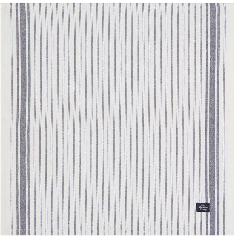 Icons Striped Organic Cotton Oxford Serviet, Hvid / Dress Blue