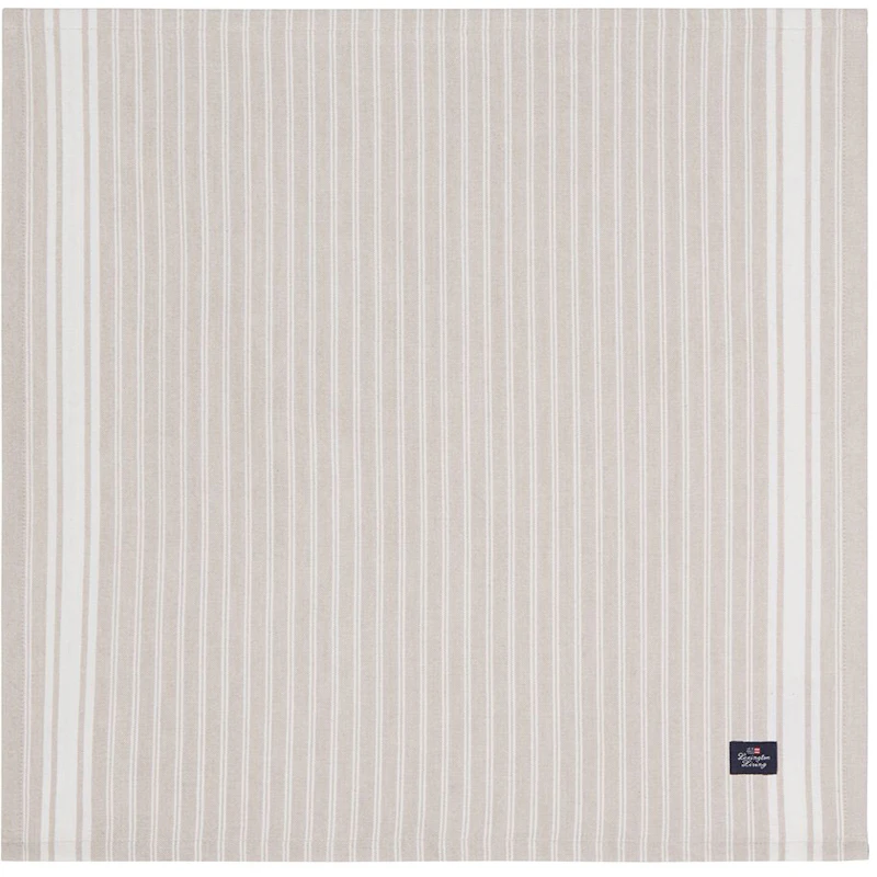 Icons Striped Organic Cotton Oxford Serviet, Beige / Hvid