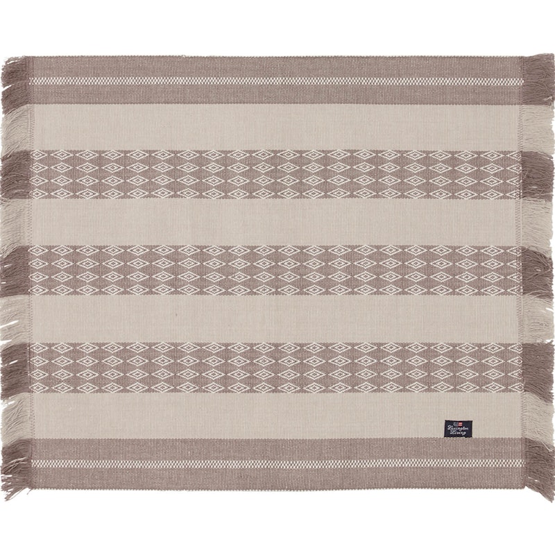 Jacquard Striped Dækkeserviet 40x50 cm, Hvid/Beige