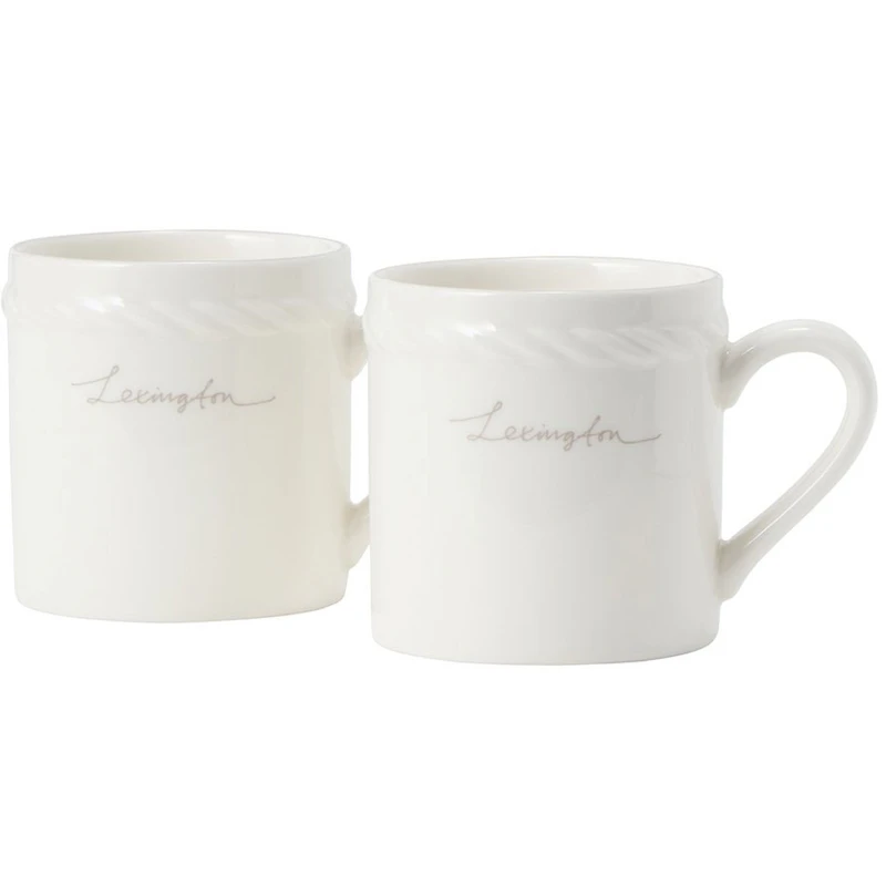 Lexington Porcelain Espressokop 5 cm 2-pak, Hvid / Beige