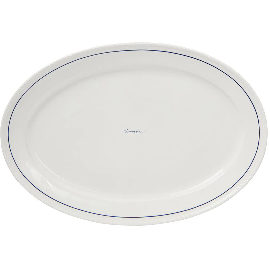 Lexington Porcelain Fad Oval t / M&oslash;rkebl&aring;t - Serveringsfad Porcel&aelig;n Hvid - 10008116-1730-ONE