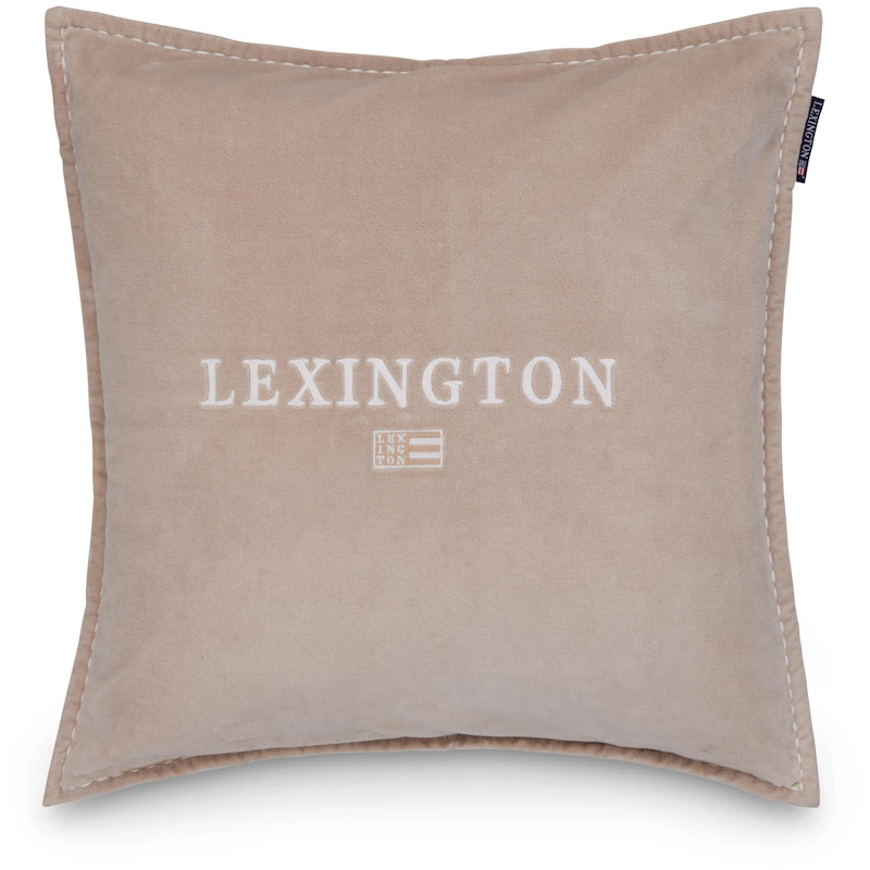 Logo Organic Cotton Velvet Pudebetræk 50x50 cm, Hvidt / Beige