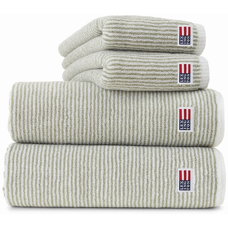 Original Striped Håndklæde Hvidt / Vintage Green, 50x70 cm