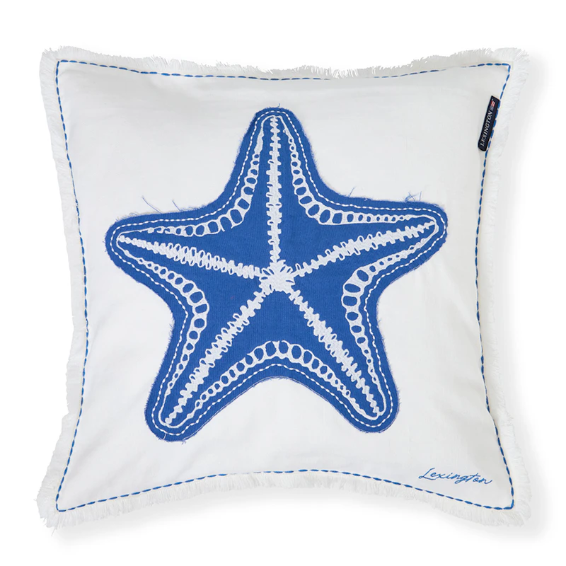 Pude 50x50 cm, Hvid / Blå