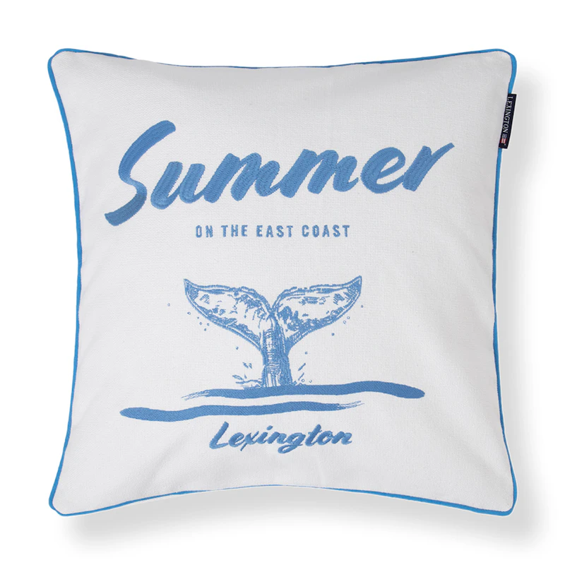 Pudebetræk 50x50 cm, Hvidt / Blåt