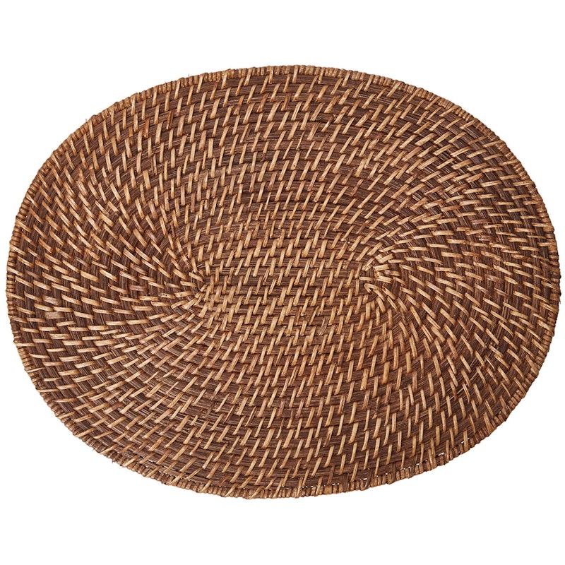 Rattan Oval Dækkeserviet 35x45 cm, Brun