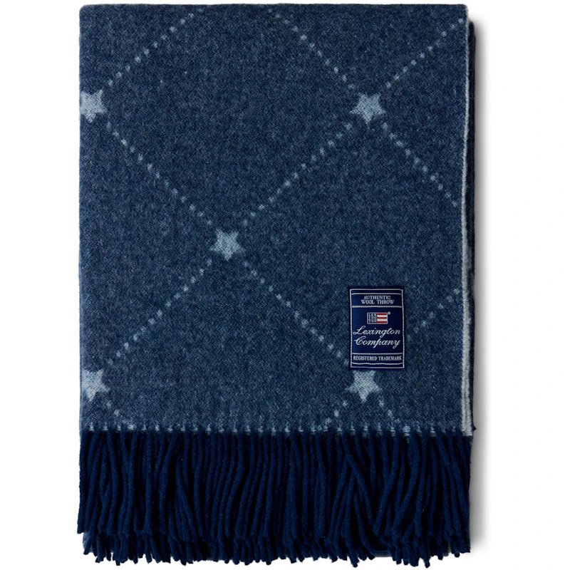 Signature Star Plaid 130x170 cm, Hvid / Marineblå