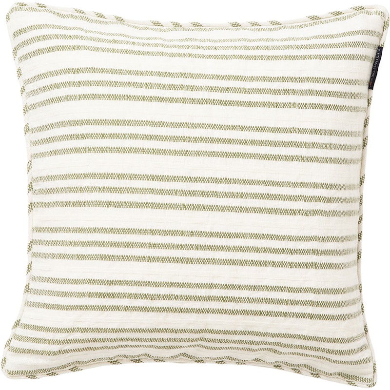 Stripe Structured Linen/Cotton Pudebetræk 50x50 cm, Hvidt/Grønt