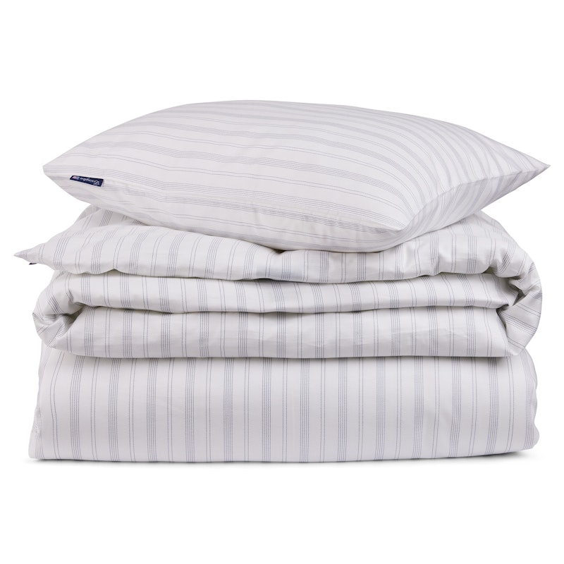 Striped Lyocell/Cotton Sengesæt 150x210 cm, Hvidt/Støvet Blå