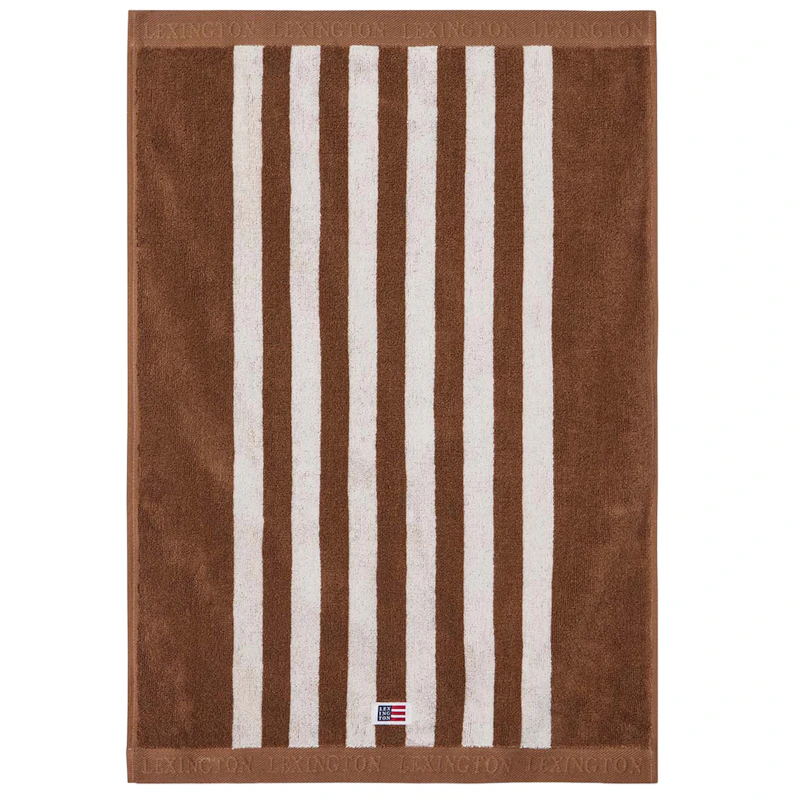 Stribet frottéhåndklæde 50x70 cm, Fudge / Snehvide