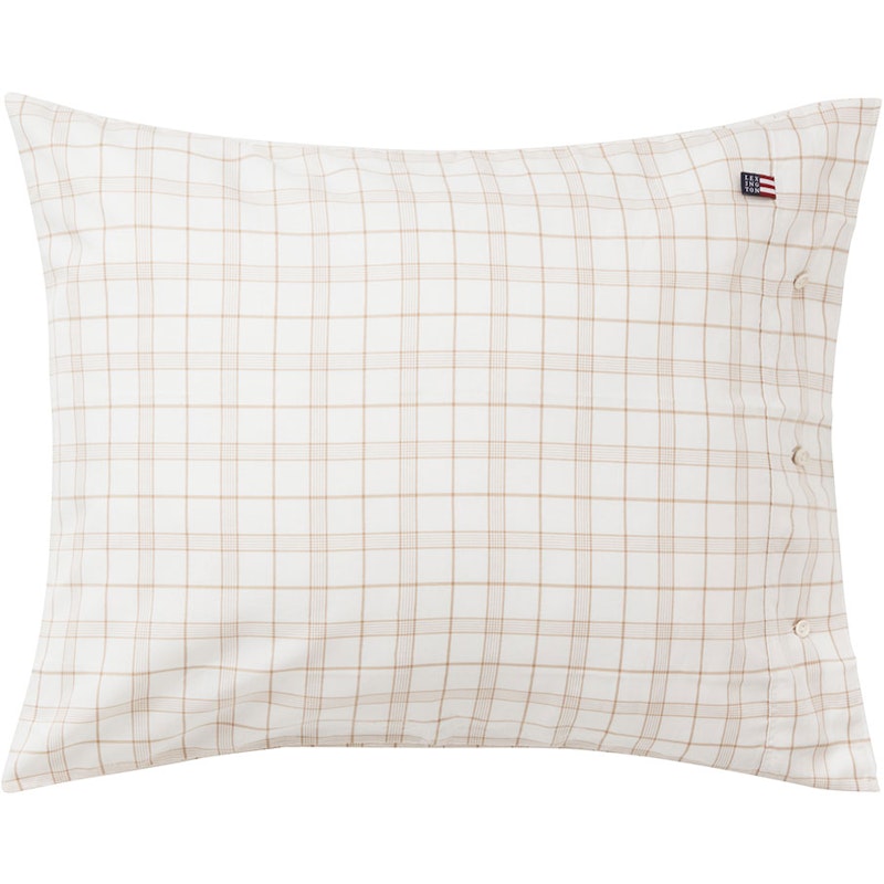 Checked Lyocell/Cotton Pudebetræk 50x60 cm, Hvidt/Beige