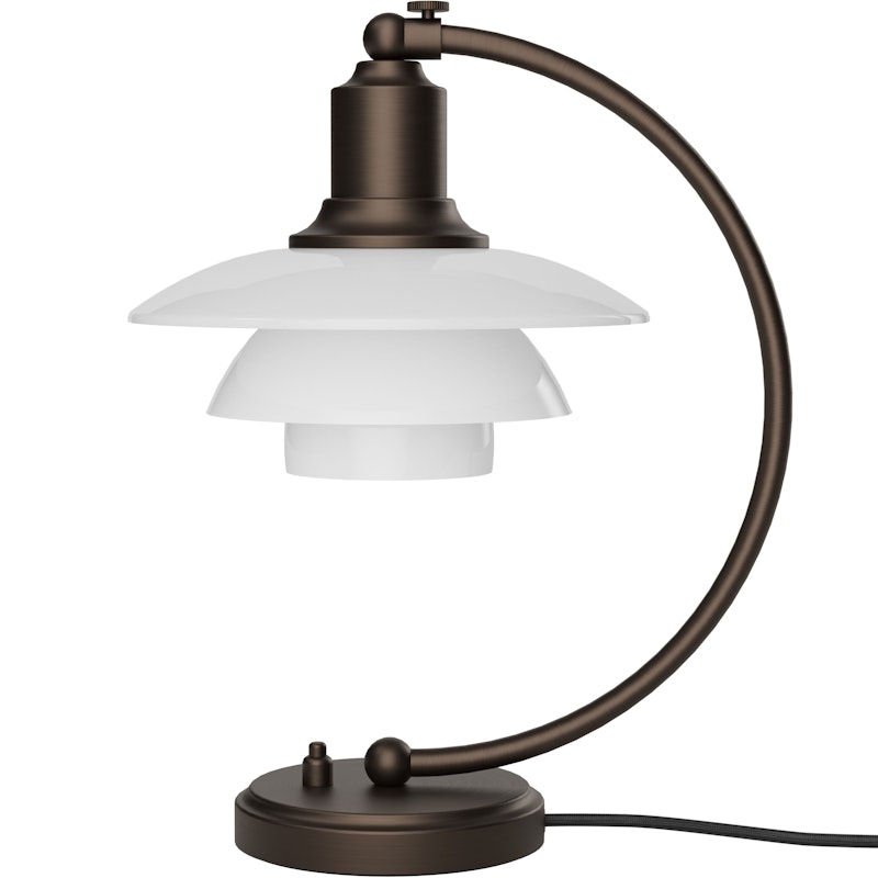 PH 2/2 Luna Bordlampe, Aged Brass / Opalglas