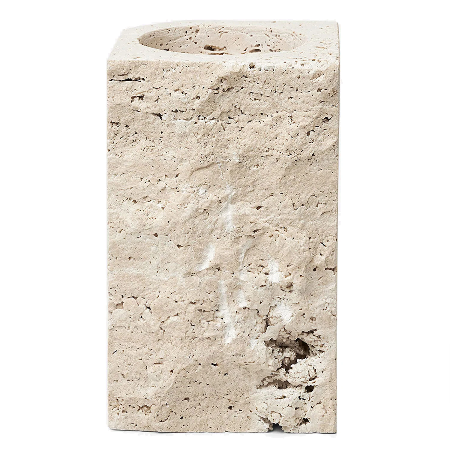 Louise Roe Gallery Object Light Lysestage 18 Cm Travertin - Lysestager Marmor Travertine - 10230-8-24