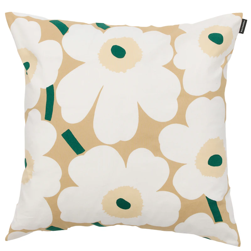 Pieni Unikko Pudebetræk 50x50 cm, Sand / Emerald