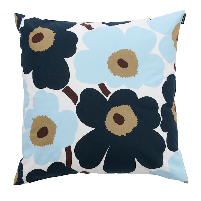 Pieni Unikko Pudebetræk 50x50 cm, Mørkebrunt / Blueberry