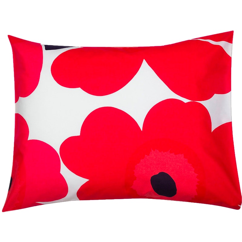Unikko Pudebetræk 50x60 cm, Hvidt / Rødt