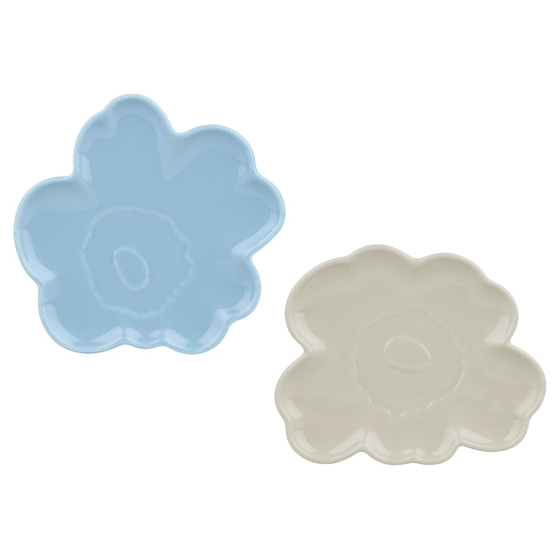 Unikko Shape Tallerken 13 cm 2-pak, Lyseblå / Offwhite