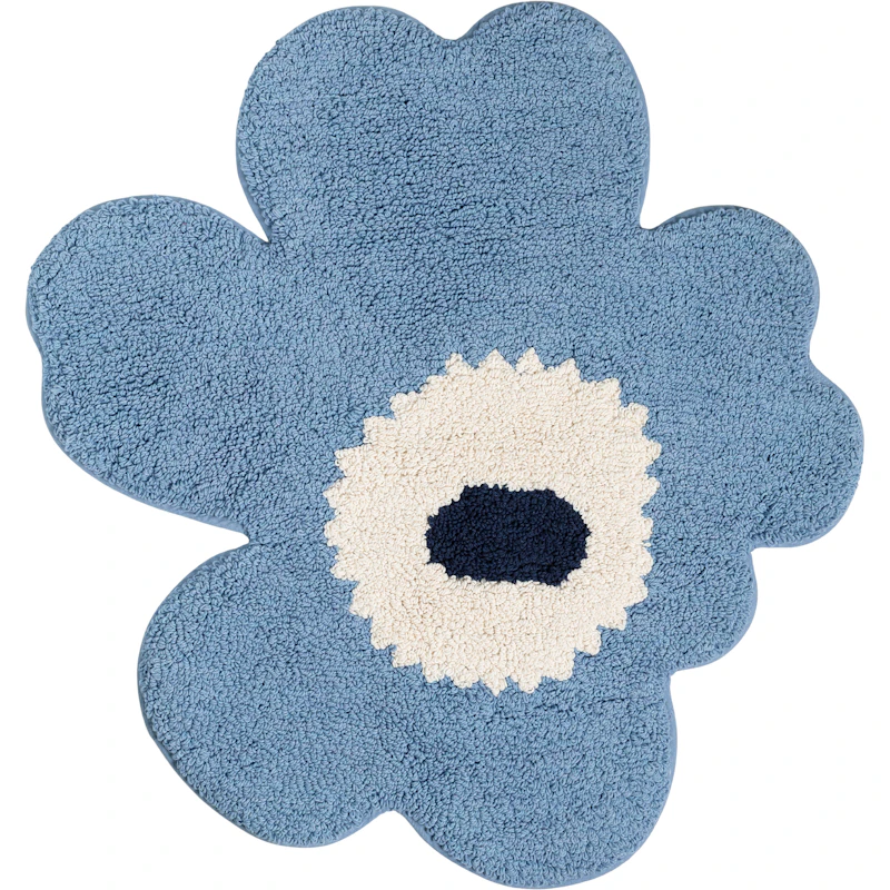 Unikko Terry Badekarsmåtte 73X74 cm, Offwhite / Lyseblå / Marineblå