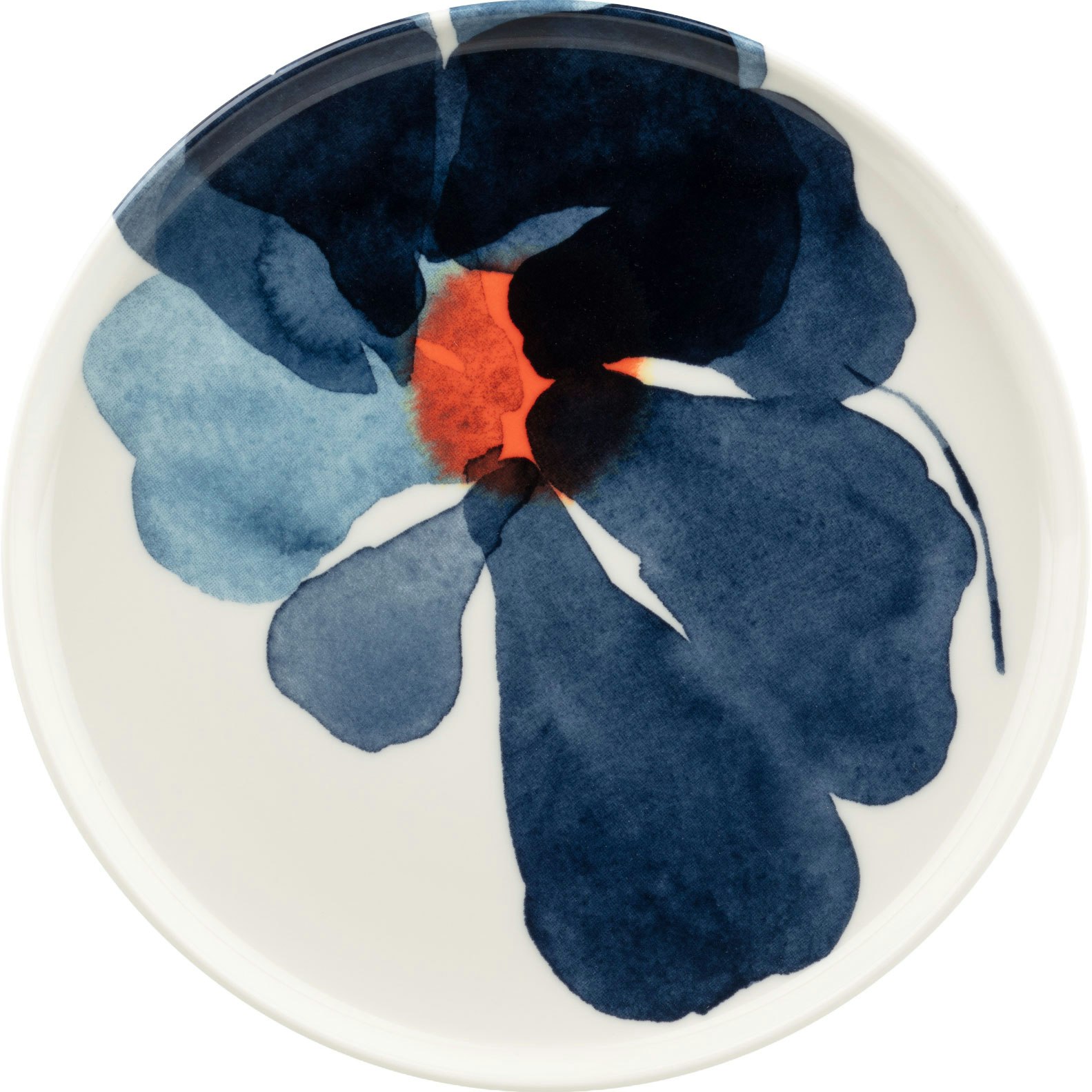 Marimekko Valssi Tallerken 20 Cm / Bl&aring; / Orange - Asietter Stent&oslash;j Hvid - 075820-152
