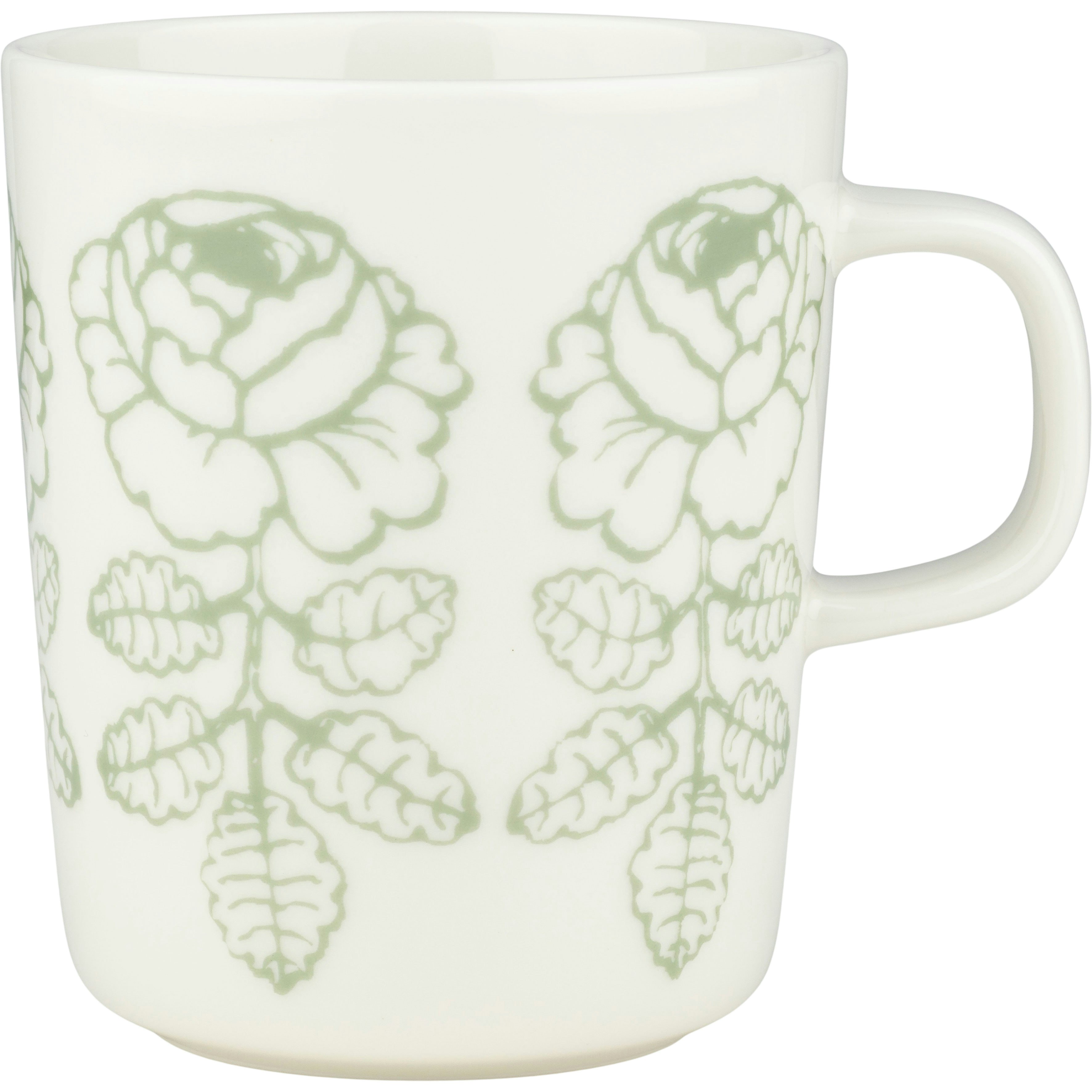 Marimekko Wedding Rose Krus 25 Cl t / Sage - Kaffekopper Stent&oslash;j Hvid - 075724-160