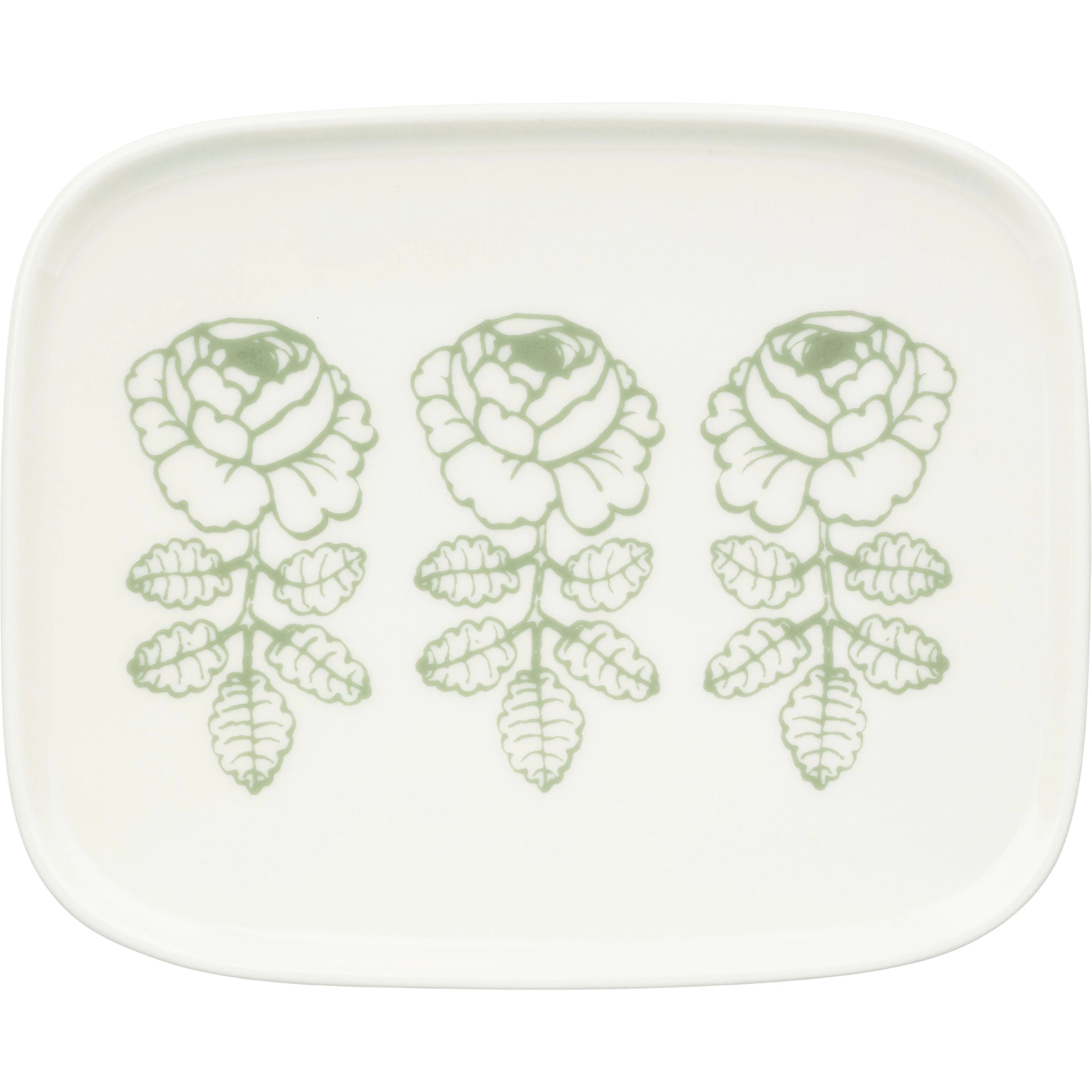 Marimekko Wedding Rose Tallerken 12x15 Cm / Sage - Asietter Stent&oslash;j Hvid - 075727-160