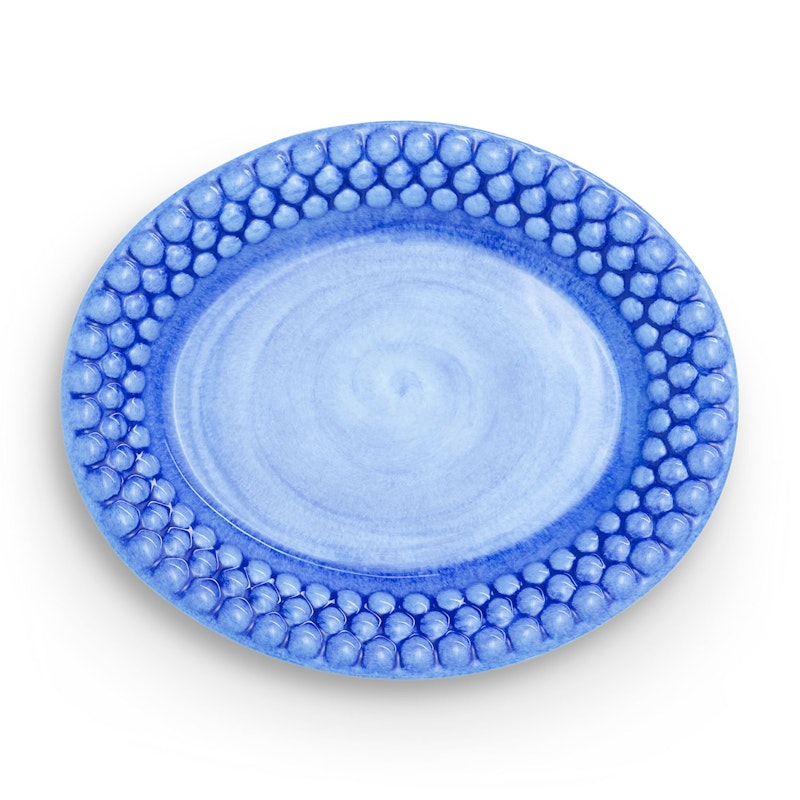 Bubbles Oval Tallerken 20cm, Lyseblå