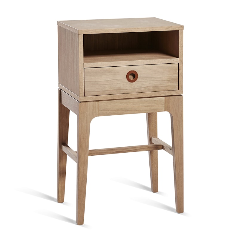 Höllviken Bedside Table Tall Legs, White Pigmented Oak