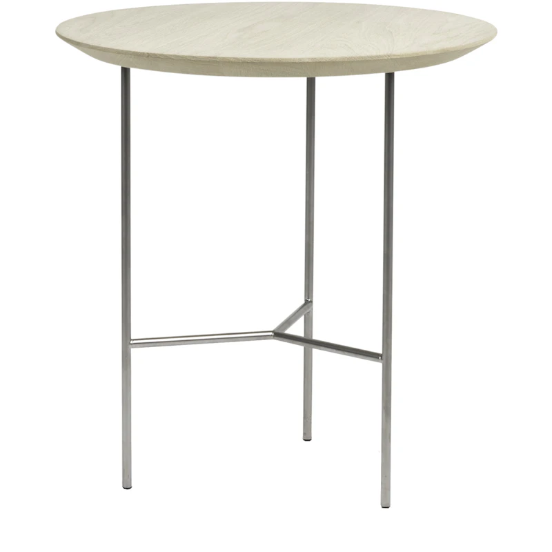 Tribeca Sidebord Sæbebehandlet Eg / Satinforkromet Stål, 47 cm