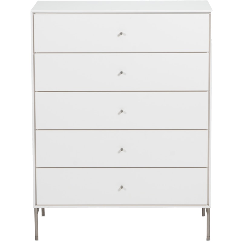 Volt Kommode Fem Skuffer 80x40x105 cm, Hvid