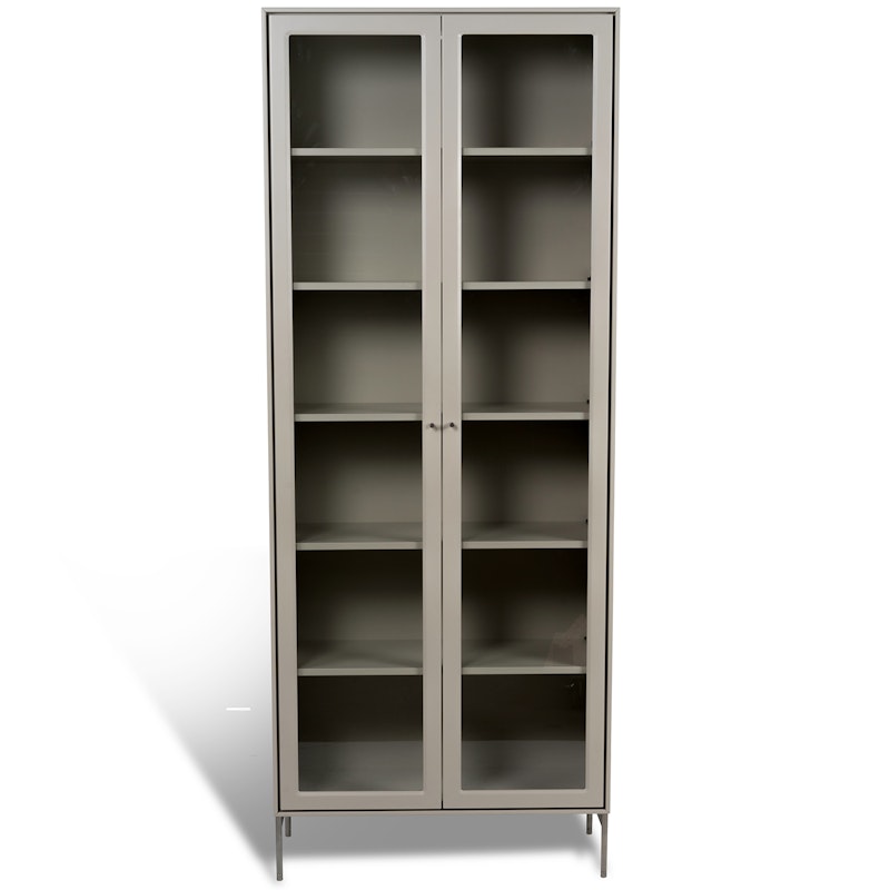 Volt Skab Glasdør 190 cm, Beige/Rustfrit Stål