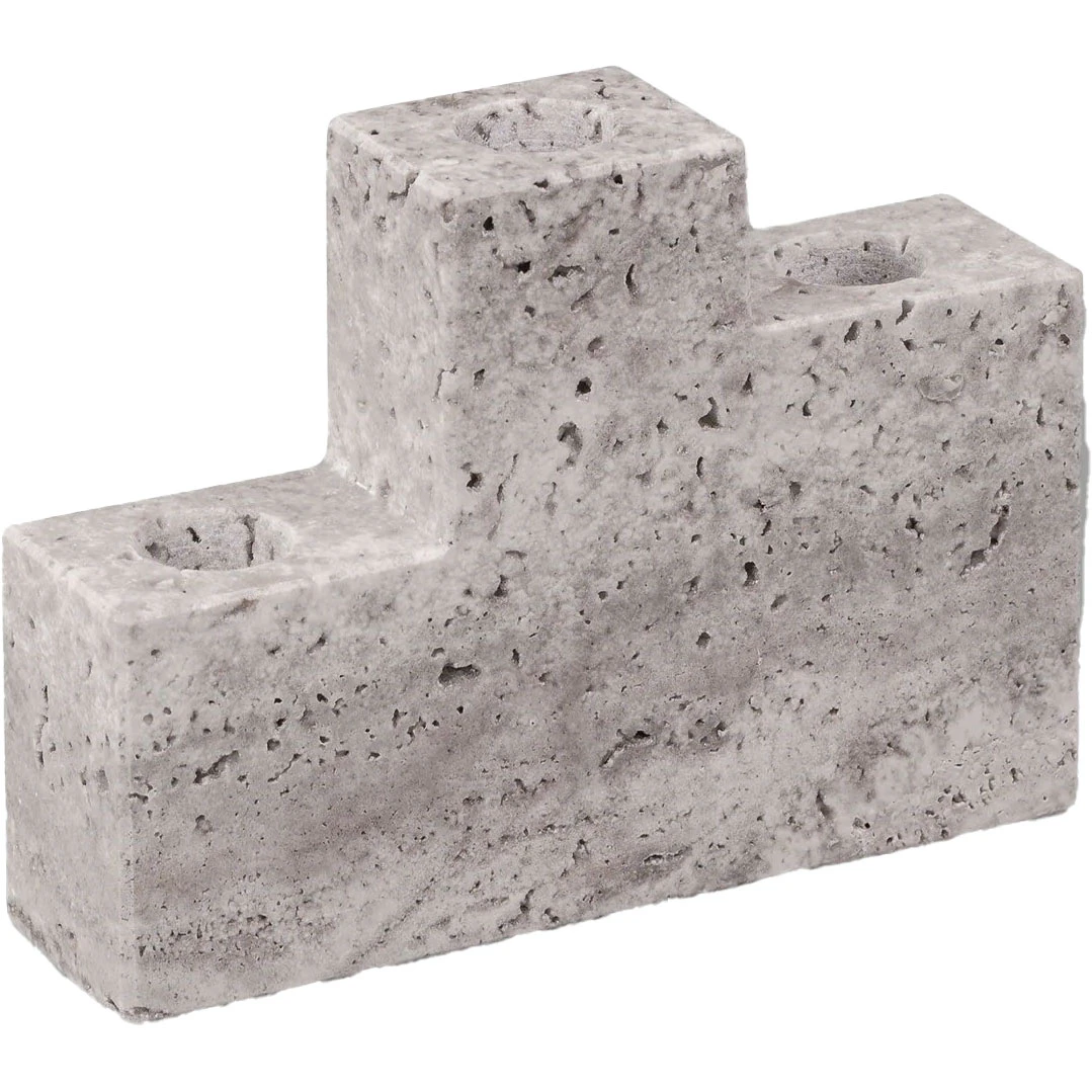 Mette Ditmer Step Trio Lysestage - Lysestager Travertin Chalk - STETRI42