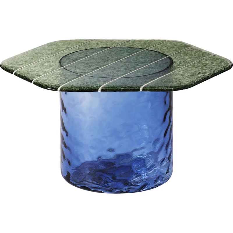 Striche Coffee Table, Mint Green / Blue