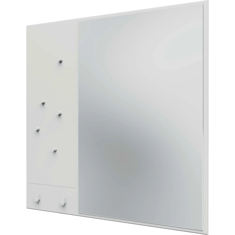 Memo Wall Mirror With Notice Board, White