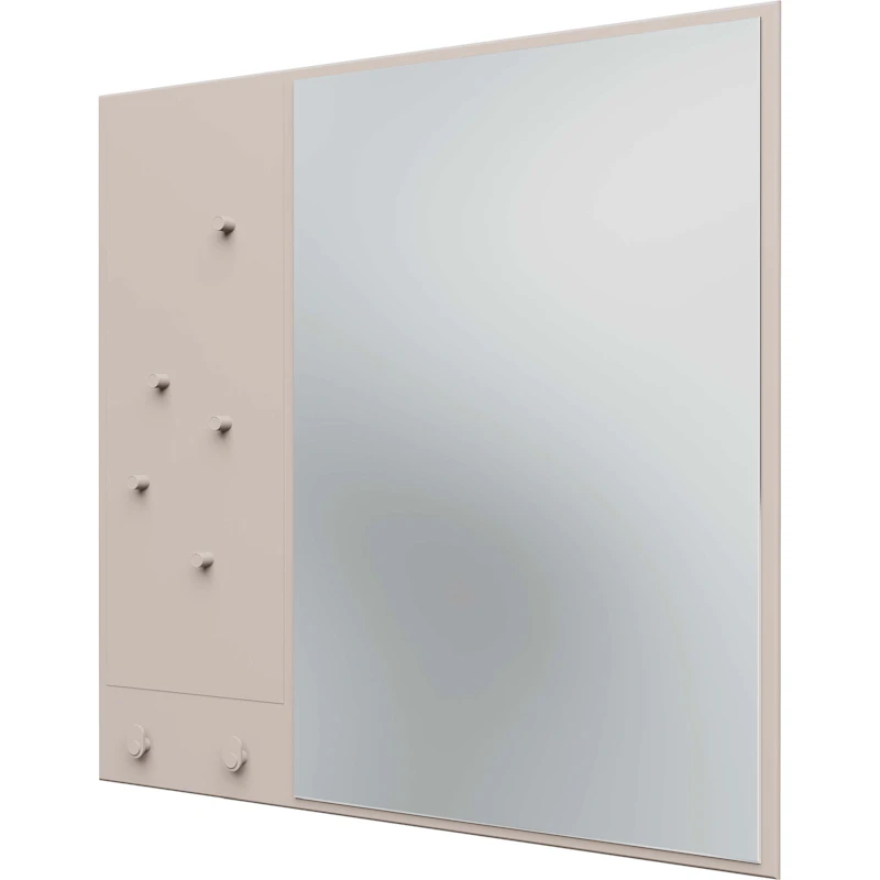 Memo Wall Mirror With Notice Board, Clay