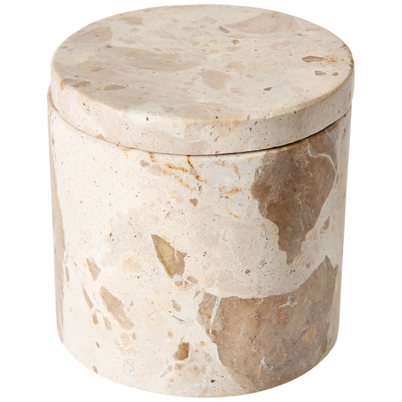 Vita Krukke Med Låg Marmor, Seashell