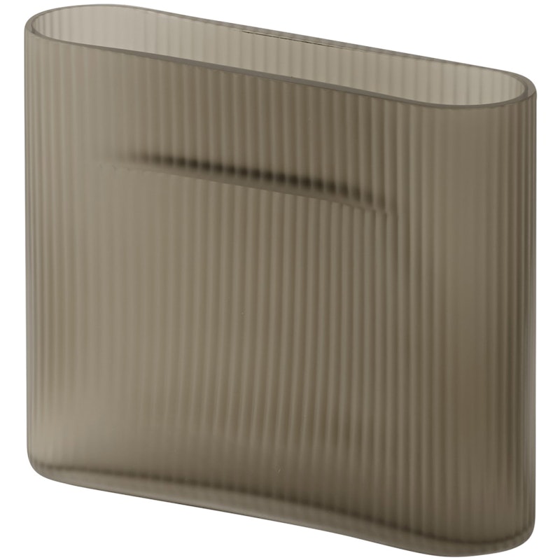 Ridge Vase Frostet Glas 16,5 cm, Taupe