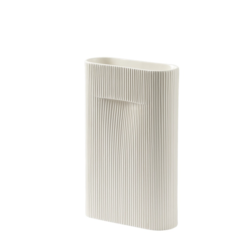 Ridge Vase 35 cm, Offwhite