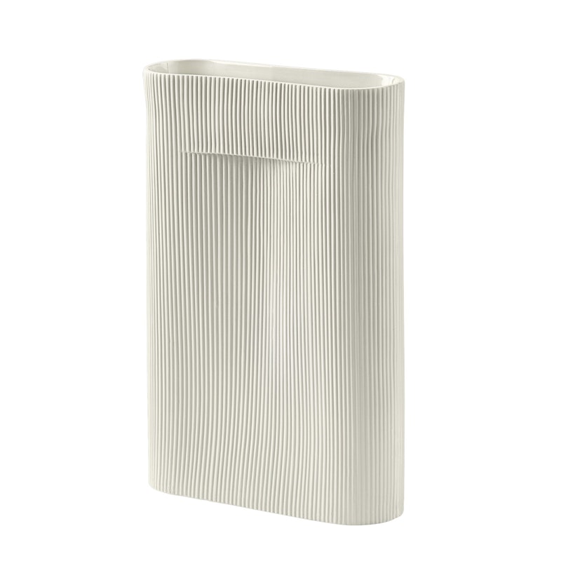 Ridge Vase, H48, Off-White