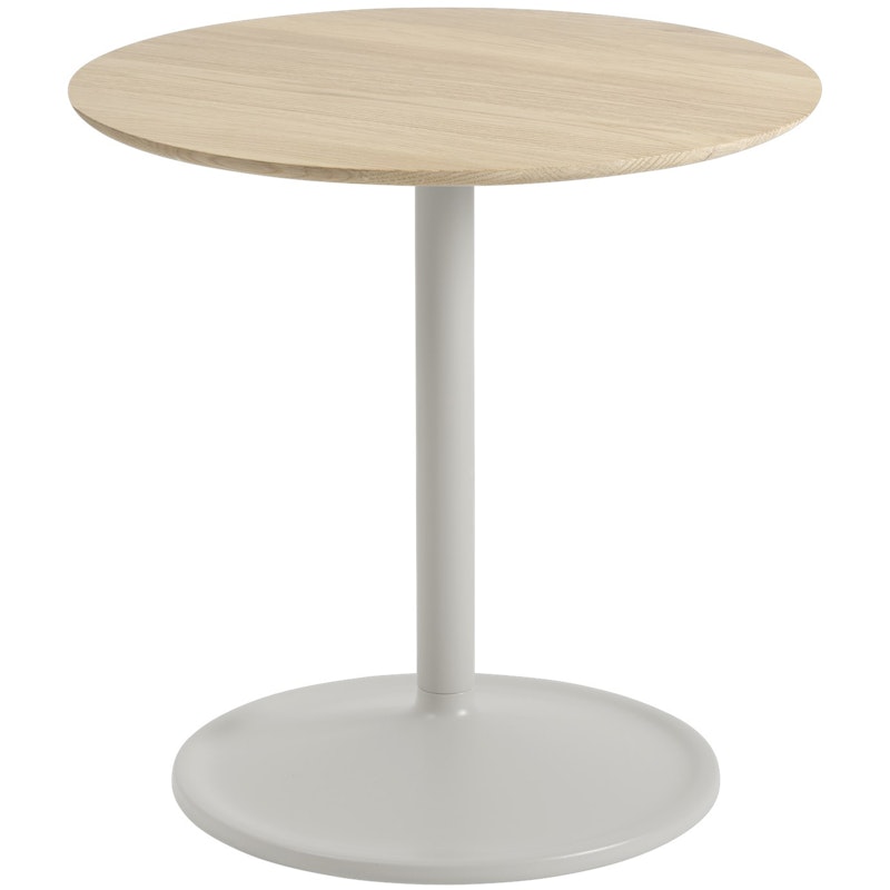 Soft Sidebord Ø48x48 cm, Massiv Eg / Gråt