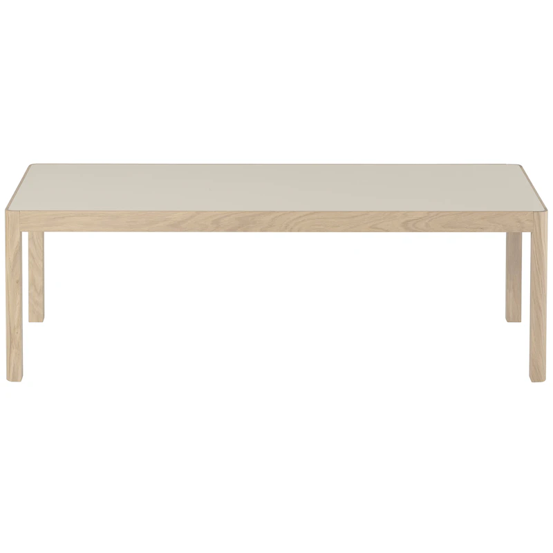 Workshop Sofabord 43x120 cm, Varm Gråt Linoleum / Eg