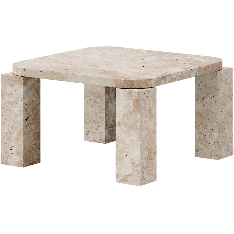 Atlas Sofabord 600x600 mm, Unfilled Travertine