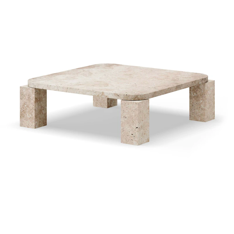 Atlas Sofabord 82x82 cm, Unfilled Travertine