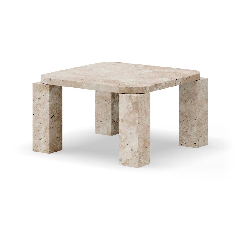 Atlas Sofabord 60x60 cm, Unfilled Travertine