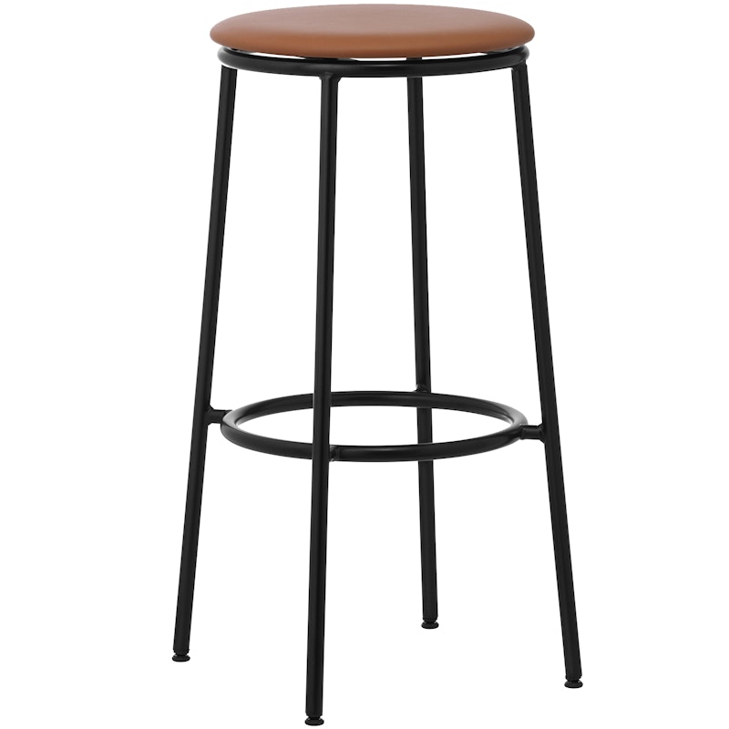 Circa Barstool 65 cm Black Steel Barstol, Skum Brunt Læder