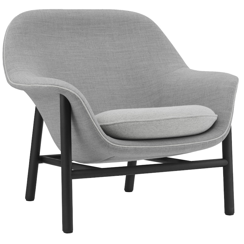 Drape Lounge Chair Low Grey Steel Lænestol Skum, Fremstillet af tekstil Grå