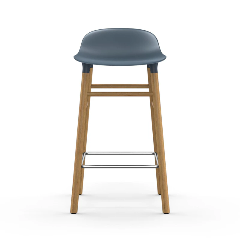 Form Barstol 65cm, Blå/Egetræ
