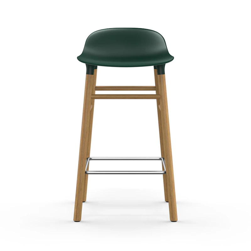 Form Barstol 65cm, Grøn/Egetræ